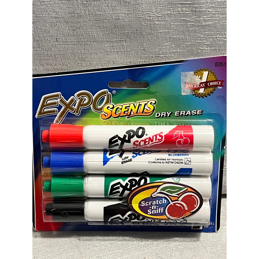 Vintage 2001 Expo Scents Dry Erase Markers 4 Pack Chisel Tip Scented 83514 NEW